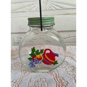 Vintage 1990s Reproduction Retro Glass Jar Handle Painted Fruit